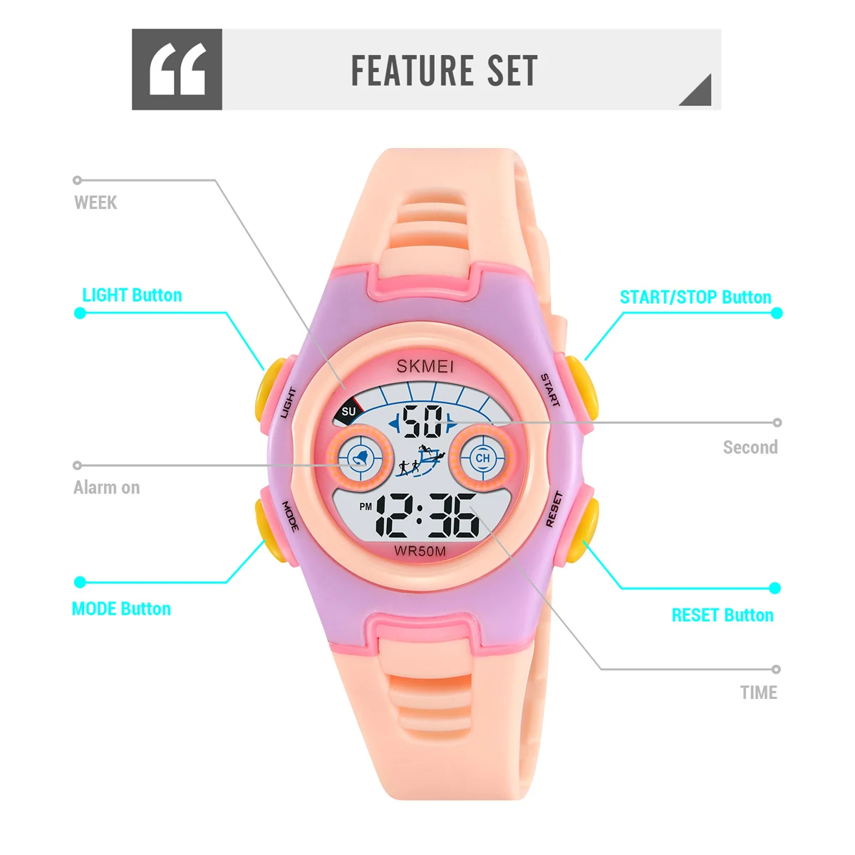 SKMEI Creative Personality Children Boys Girls Outdoor Sports Wristwtatch 50Bar Waterproof  Wrist Kids Watches Relogio Infantil