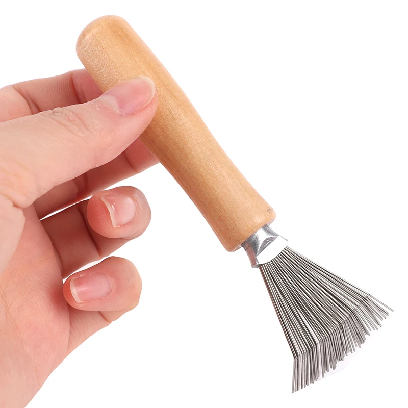 1Pcs Wooden Comb Cleaner Cleaning Hair Brush Comb Cleaner Handle Embeded Tool