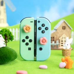 4 Uds. Joy Con empuñaduras de pulgar rosa Pastel tapas de Joystick cubiertas de silicona suave botón para Nintendo Switch Oled Switch Lite controlador