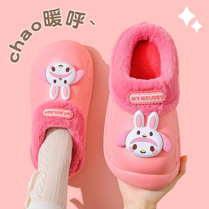 

Хлопковые тапочки «My Melody», осень/зима, хлопковые тапочки «Hello Kitty», Cinnamoroll, противоскользящие плюшевые тапочки с героями мультфильмов, теплые тапочки Kuromi, подарок