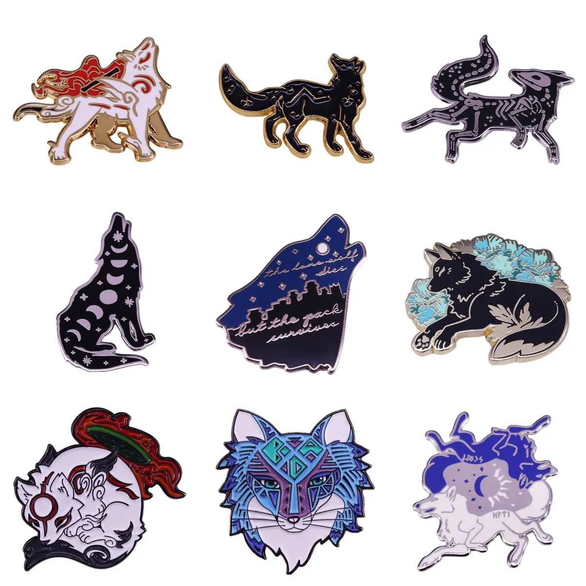 High Quality Skull Wolf Enamel Pin Okami Brooch Dark Romance Punk Brooch Animal Wild Life Lapel Badge Demon Art Jewelry Boy Gift