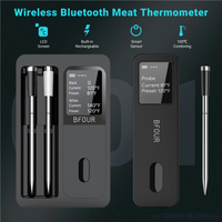 Wireless Bluetooth Meat Thermometer IP67 Waterproof Probes with LCD Screen Booster Rechargeable for Grilling Smoker BBQ Oven
