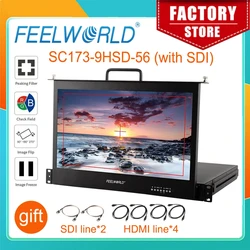 Feelworld Broadcast Director Monitor SC173-9HD-56 17.3 Inch 1RU Pull Out Rack Mount Monitor Full HD1920x1080