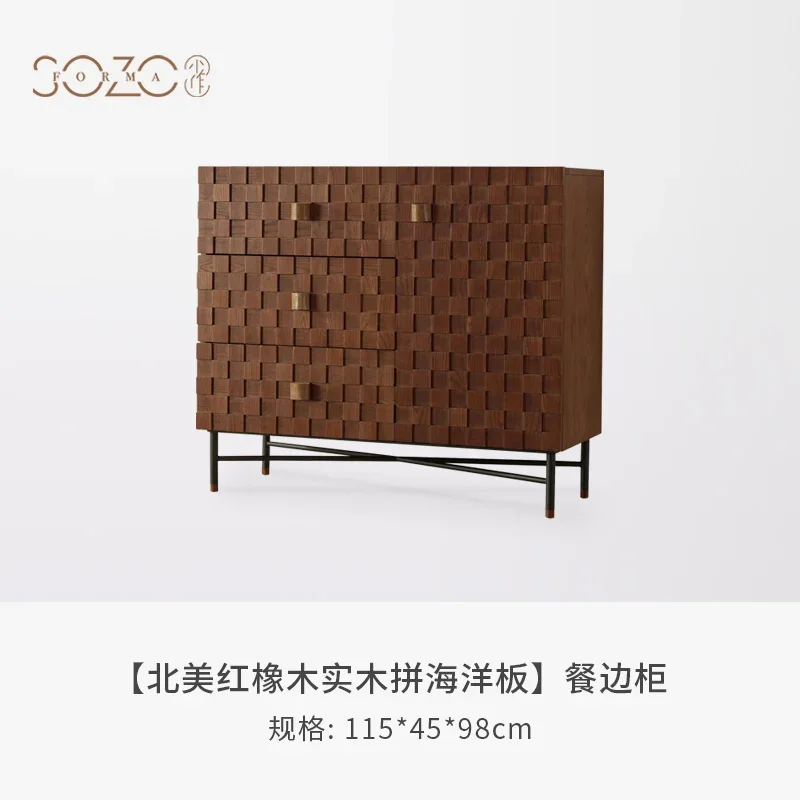 

HHFrench Ретро обеденный боковой шкаф из цельного дерева, новый шкафчик в среднем и древнем стиле