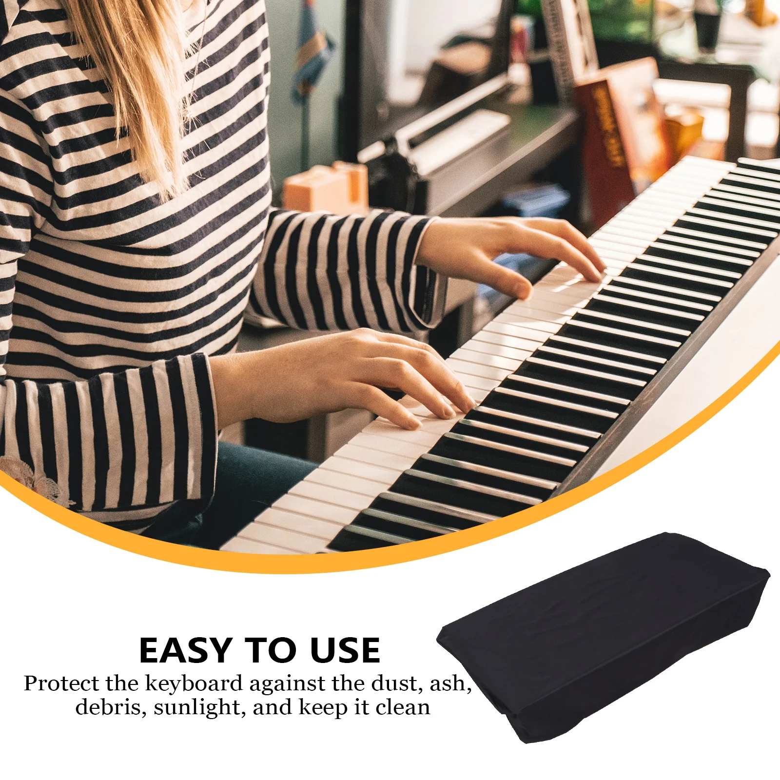 

61 Key Stretchable Piano Digital Electric Cover Adjustable Cord Elastic Bottom Dust Sunlight Protection For 61-Key Keyboard