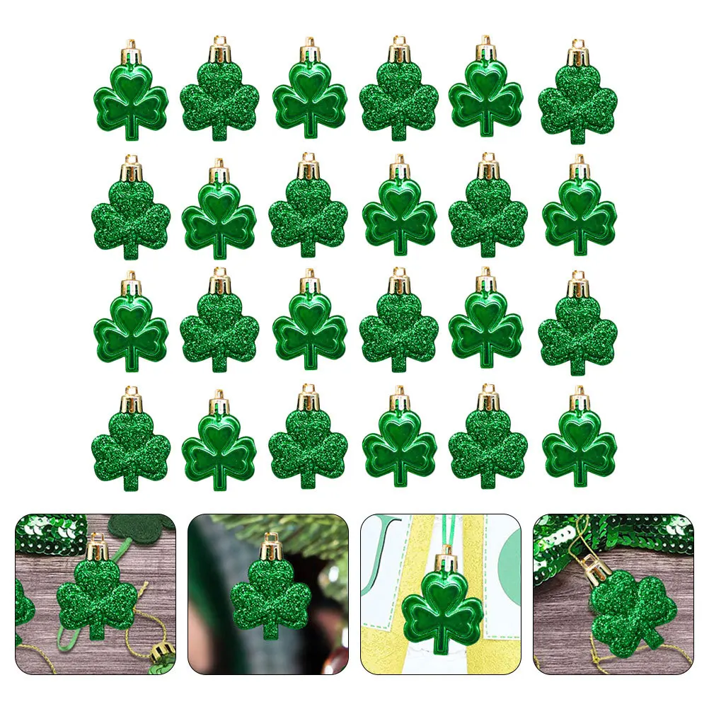 

24Pcs Shamrock Clover Decor St Patricks Day Party Pendant Scene Adorn Home Hanging Ornament Clover Ornament