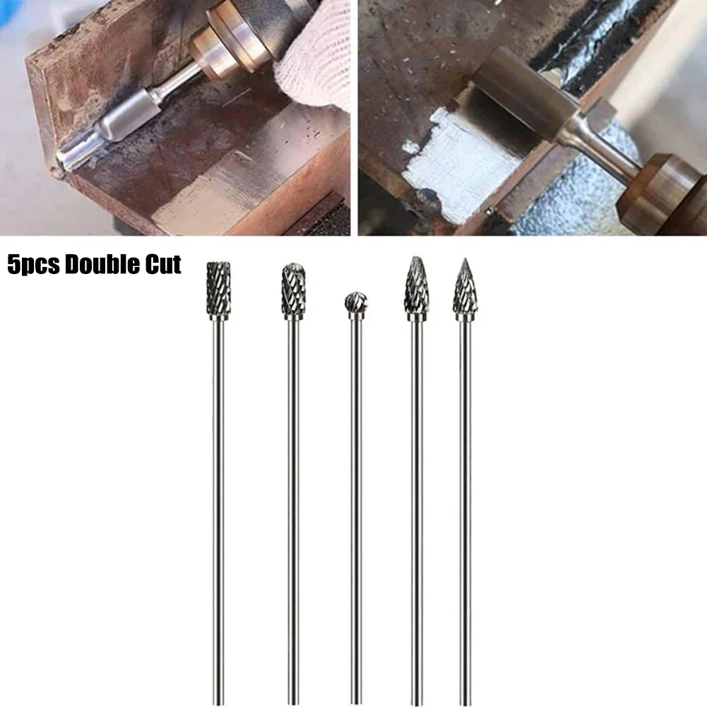 

5pcs 100mm Cutting Edge Long Double Cut Carving Grinder Abrasive Tools Tungsten Solid Carbide Rotary Burrs Shaft Milling Cutter