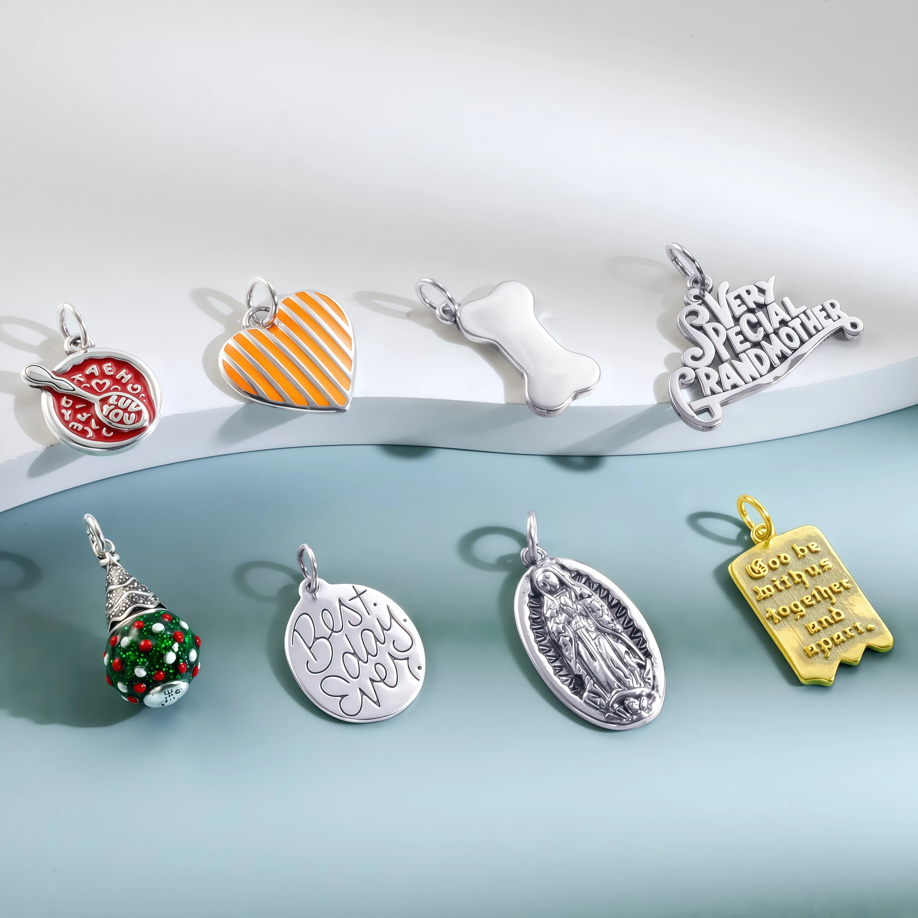 S925 جيمس أفيري ريترو الفضة والمجوهرات تصميم لطيف، DIY سحر قلادة للدين، عظام الحيوانات الأليفة، الجدة، عيد الميلاد، والمزيد