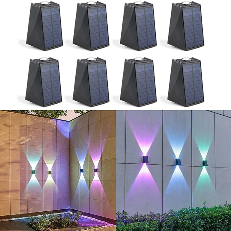 Applique murale solaire à 2LED, imperméable, luminaire décoratif d'extérieur, idéal pour un jardin, une maison ou un porche