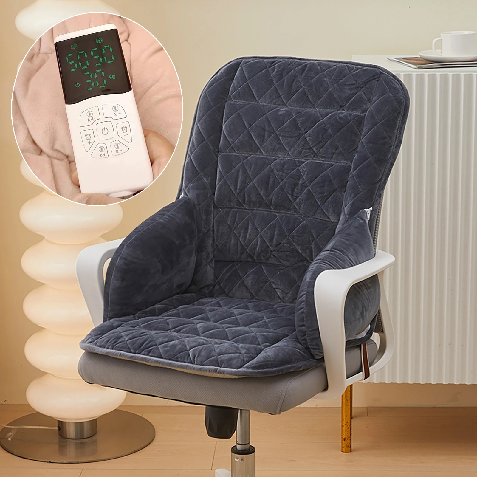 Seat Electric Heating Warm Pad Handrail Office Chair Heated Soft Cushion 3 Speed Adjustable Thermostatic Backrest Mat 45x48x55cm
