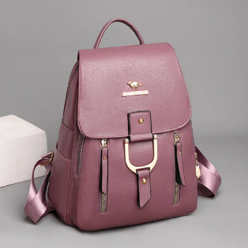 2025 Hot Sale New Fashion Design Women Backpacks Soft Pu Leather High Capacity Shoulder Bags School Bag Casual Travel Backpack
