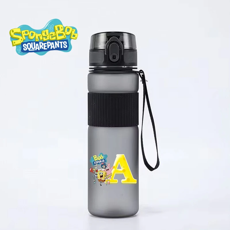 

550ml SpongeBob SquarePants Water Bottles Girl Boy Sport Water Bottles Cartoon Letter Print Water Cup Children Plastic Cups Gift