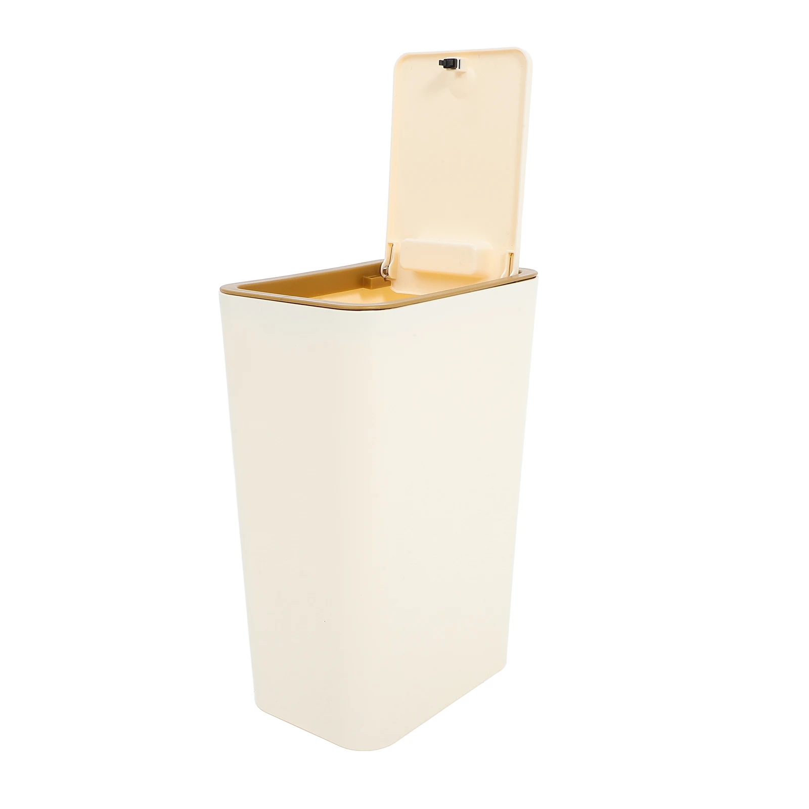 

Cream 10.5L Press Pop-Up Trash Waste Basket Kitchen Bedroom Bathroom Plastic Wastebasket Bin Reusable PP Material Household