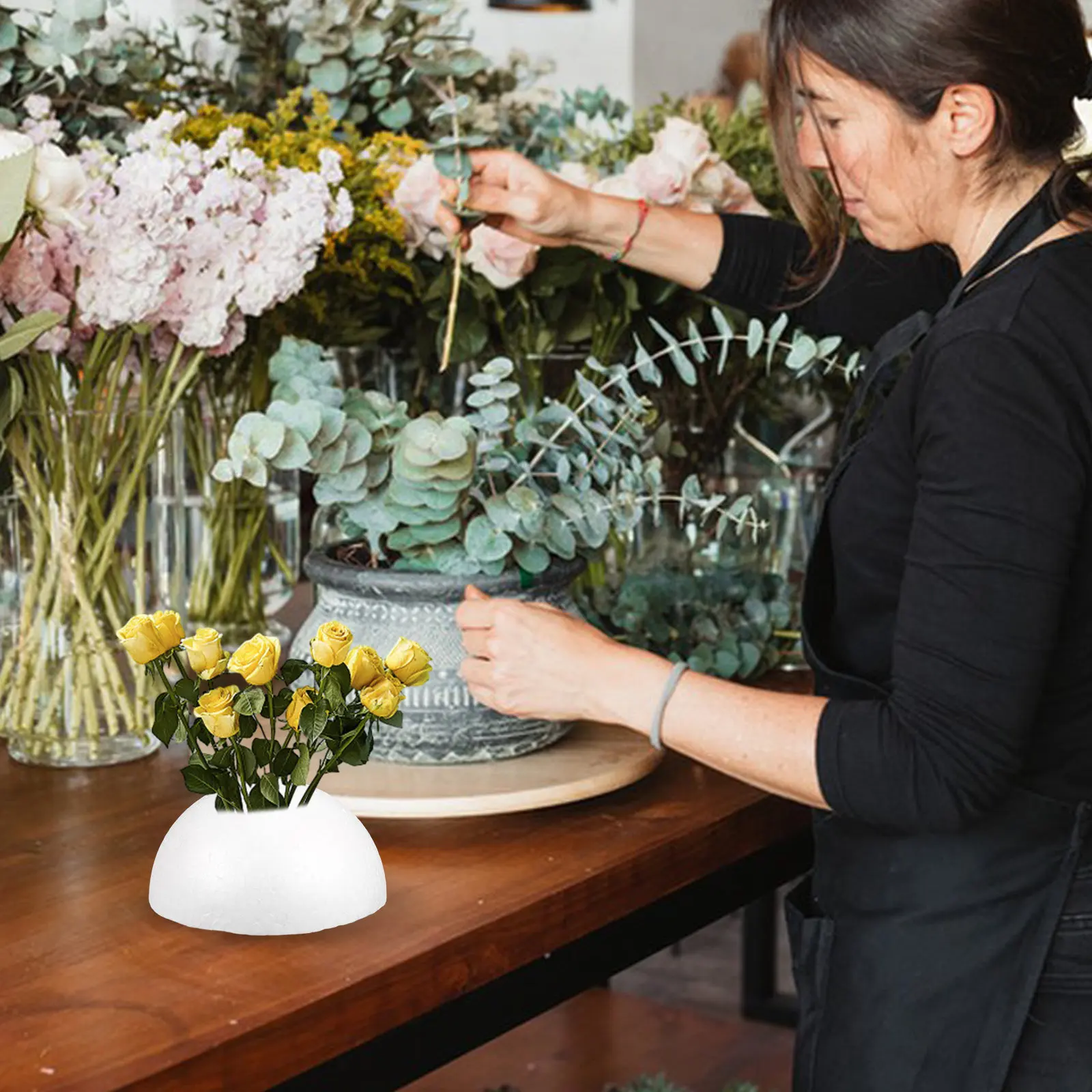 

15 pcs 9Cm Half Ball Foam Craft Material White Semicircle Ornaments For Diy Flower Arrangement Christmas Decor Art Project