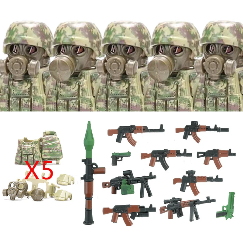 Military Soldier Ukrainian Biochemical Special Forces Building Blocks Army Figures Gas Mask Weapons Bricks Toys For Children view 3