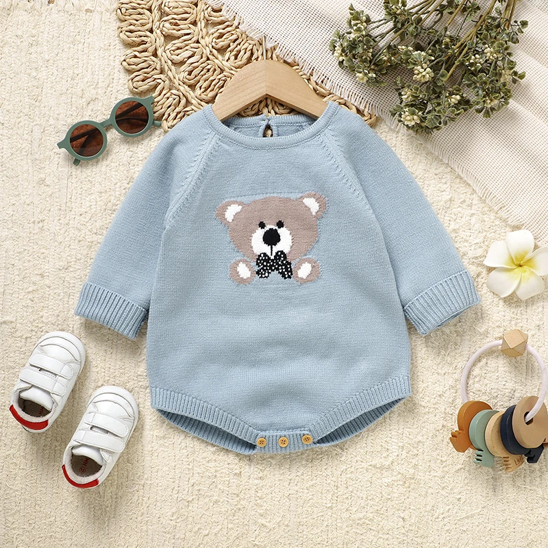 Neugeborenen Baby Bodys Langarm 0-18m Säugling Jungen Mädchen Stricken Onesie Overall Ein Stück Kleinkind Unisex Overalls kinder Overall