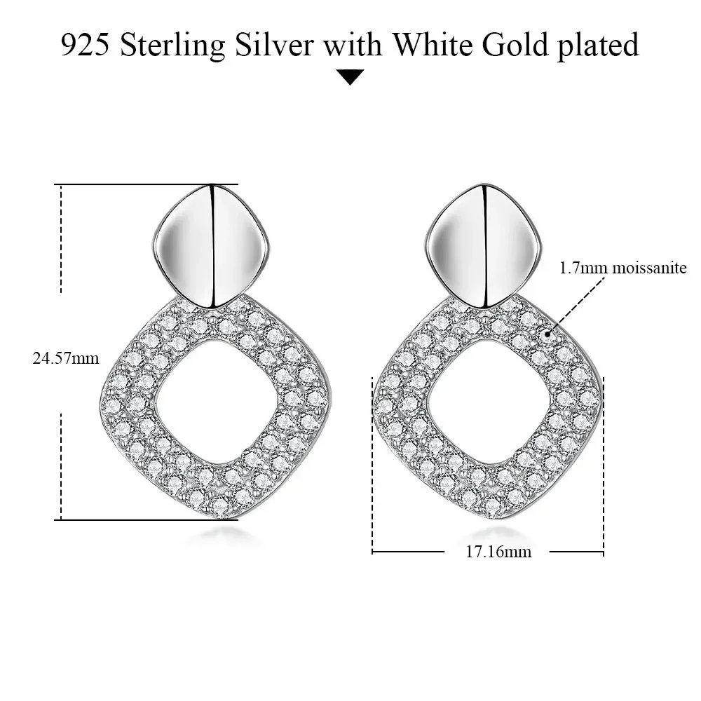 Real Moissanite Hoops Earrings for Women 925 Sterling Silver D VVS1 Luxury Lab Diamond Wedding Earrings 2024 Trend Party Jewelry