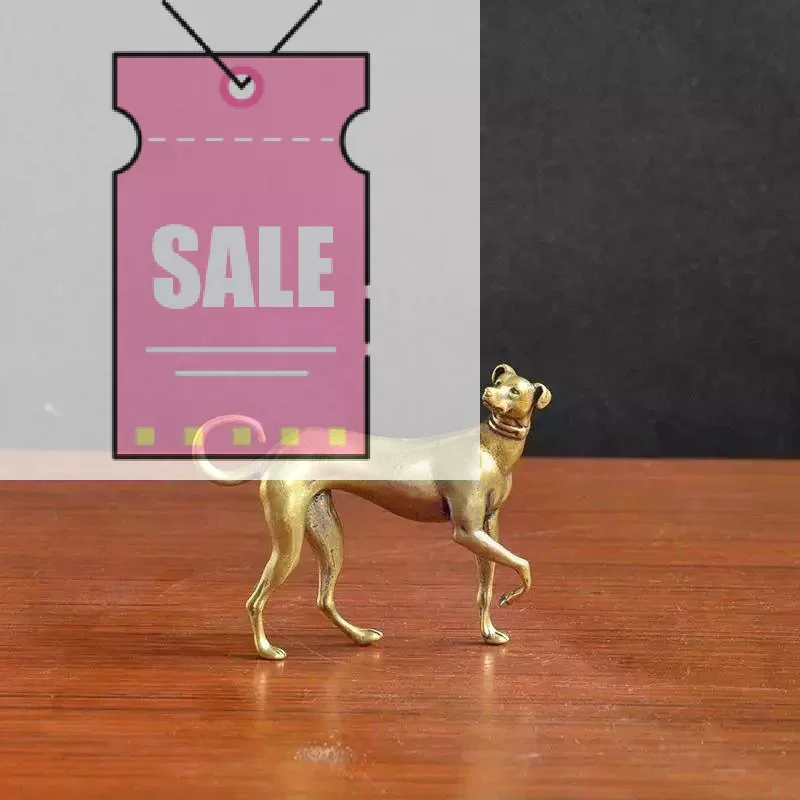 1Pcs Vintage Copper Animal Miniatures Figurines Decorations Gifts Solid Brass Loyal Dog Desk Ornaments Home Decor Crafts