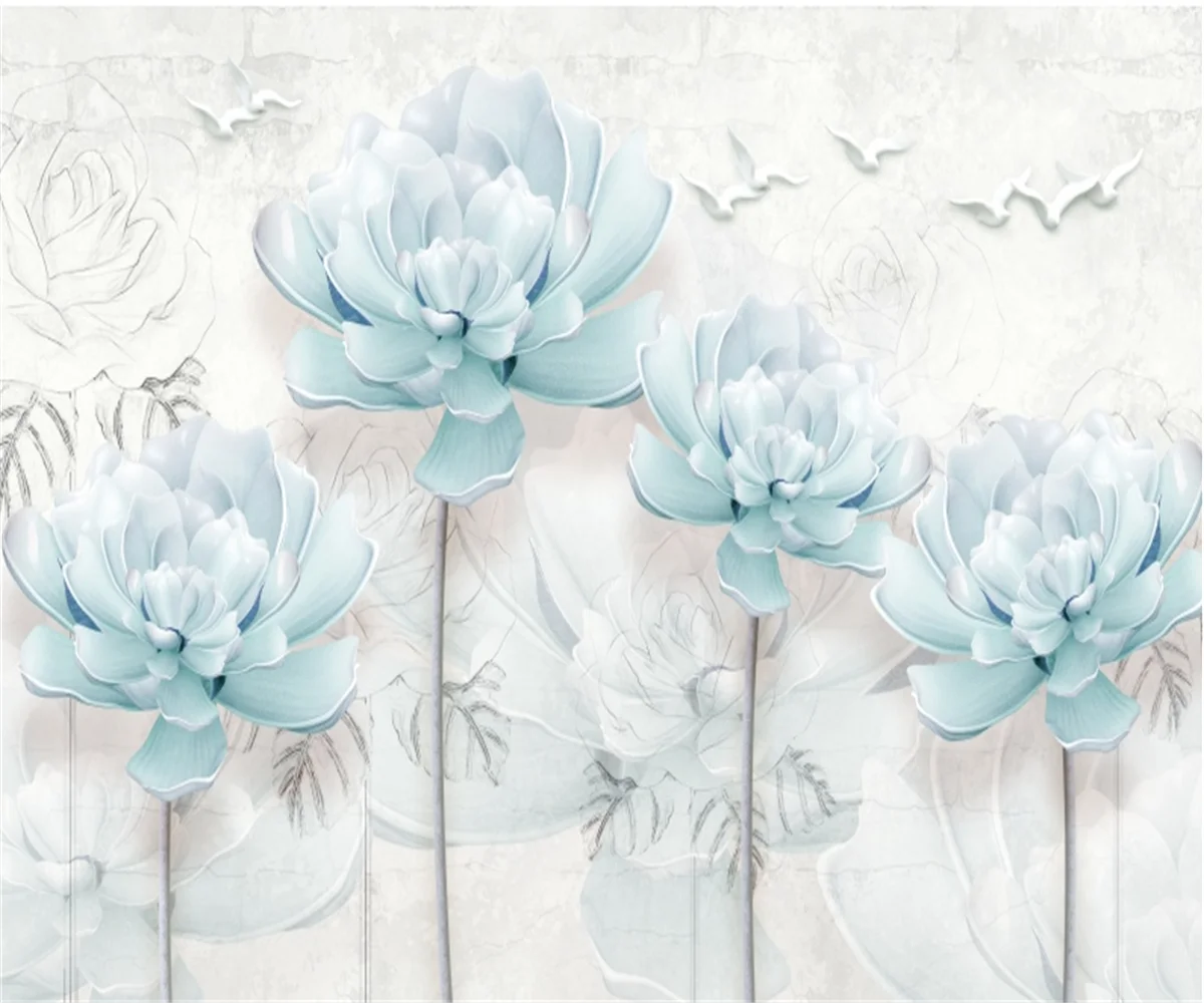 

Обои на заказ, объемная роспись с пионами, декор для всего дома, наклейки-фрески с цветами для стен