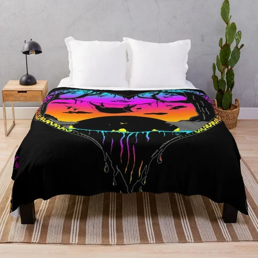 

Sloth Rainbow Heart Throw Blanket Warm Throw Blanket Gift for Anniversary