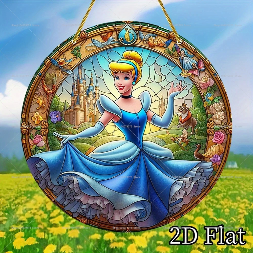 Disney Prinzessin Aschenputtel Acryl dekoratives Schild für Familie und Freunde Geburtstag Party Geschenk runde Garten Terrasse Wanddekoration