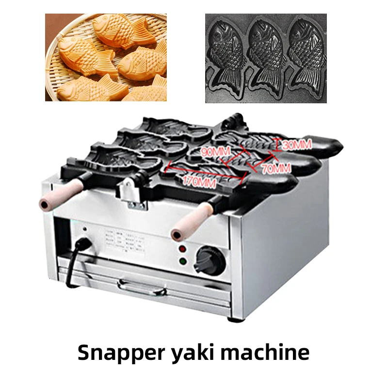 Taiyaki – machine électrique à 3 trous, 220V, 2kw, pour rôtir les petits gâteaux de poisson, snacks