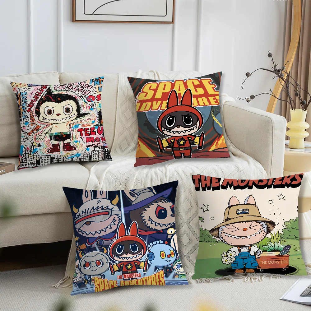 cushion cover Labubu For Home Bedroom Monster Room Decoration The Living Room Sofa Pillow Case Suitable