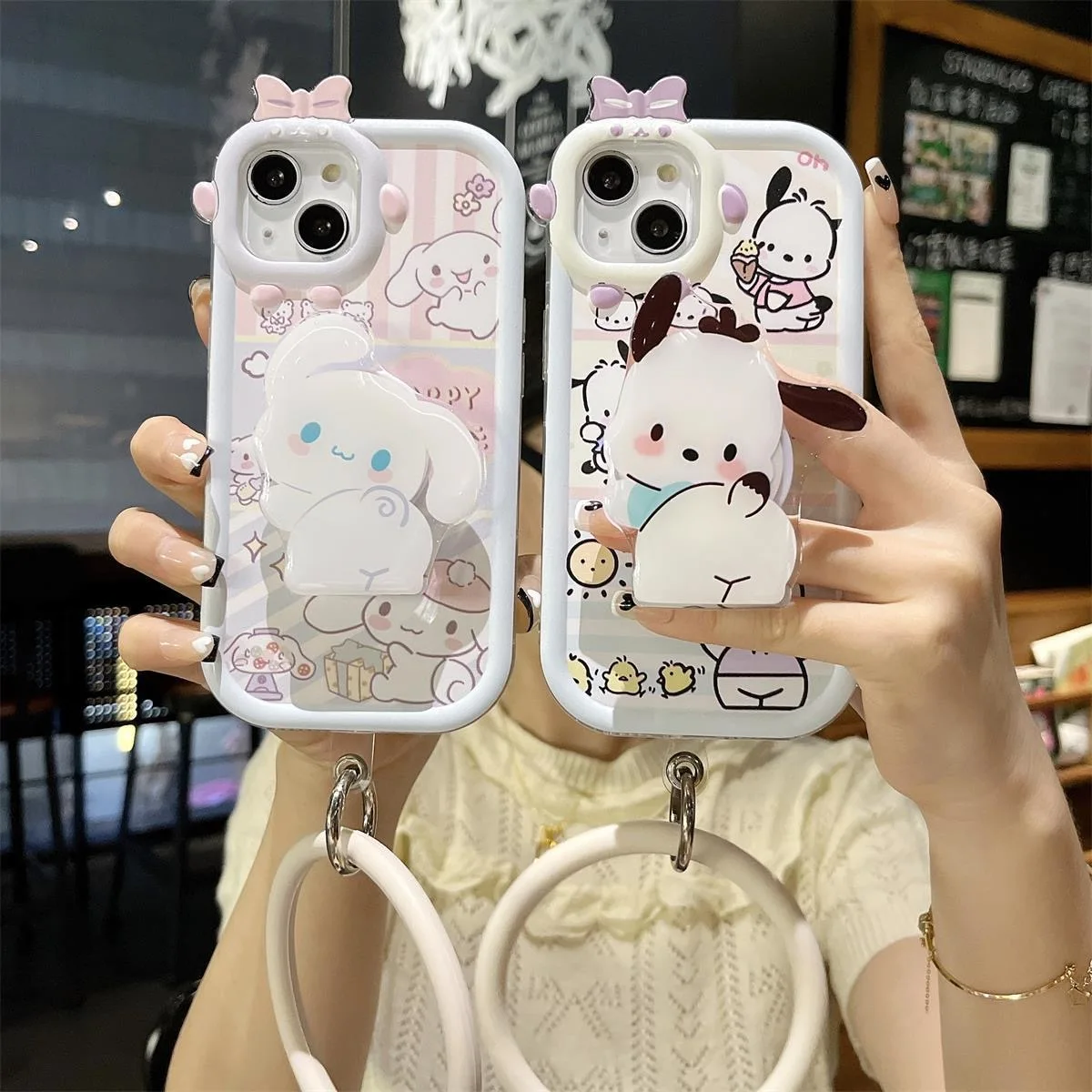 

Cute Sanrios Cinnamoroll Pochacco Phone Case For IPhone 16 15 14 13 12 11 7 8 X XR XS Plus Pro Max Bow-knot Little Monster Cover