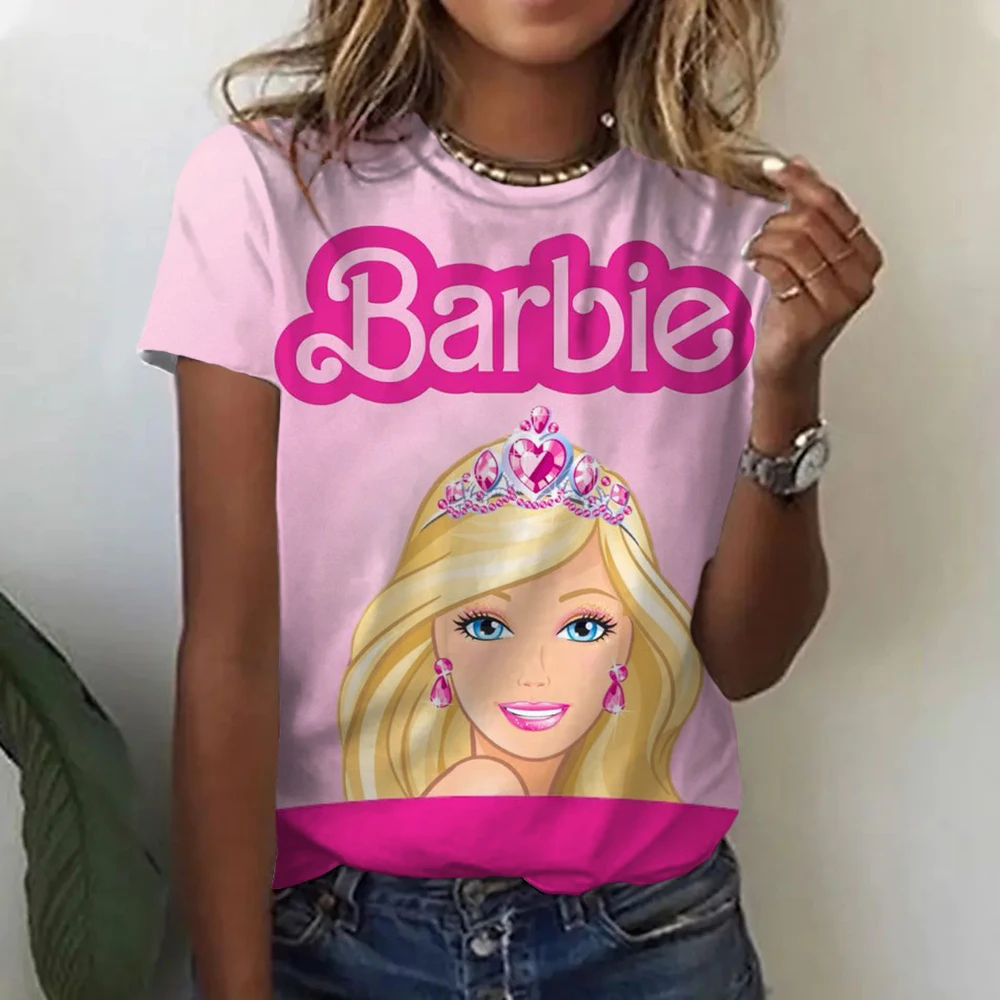 Women's T-Shirts Barbie Lettering Printed Tee For Women High Street Classic Tops Stylish Soft Fashion Girlish Lovely Girls Gift