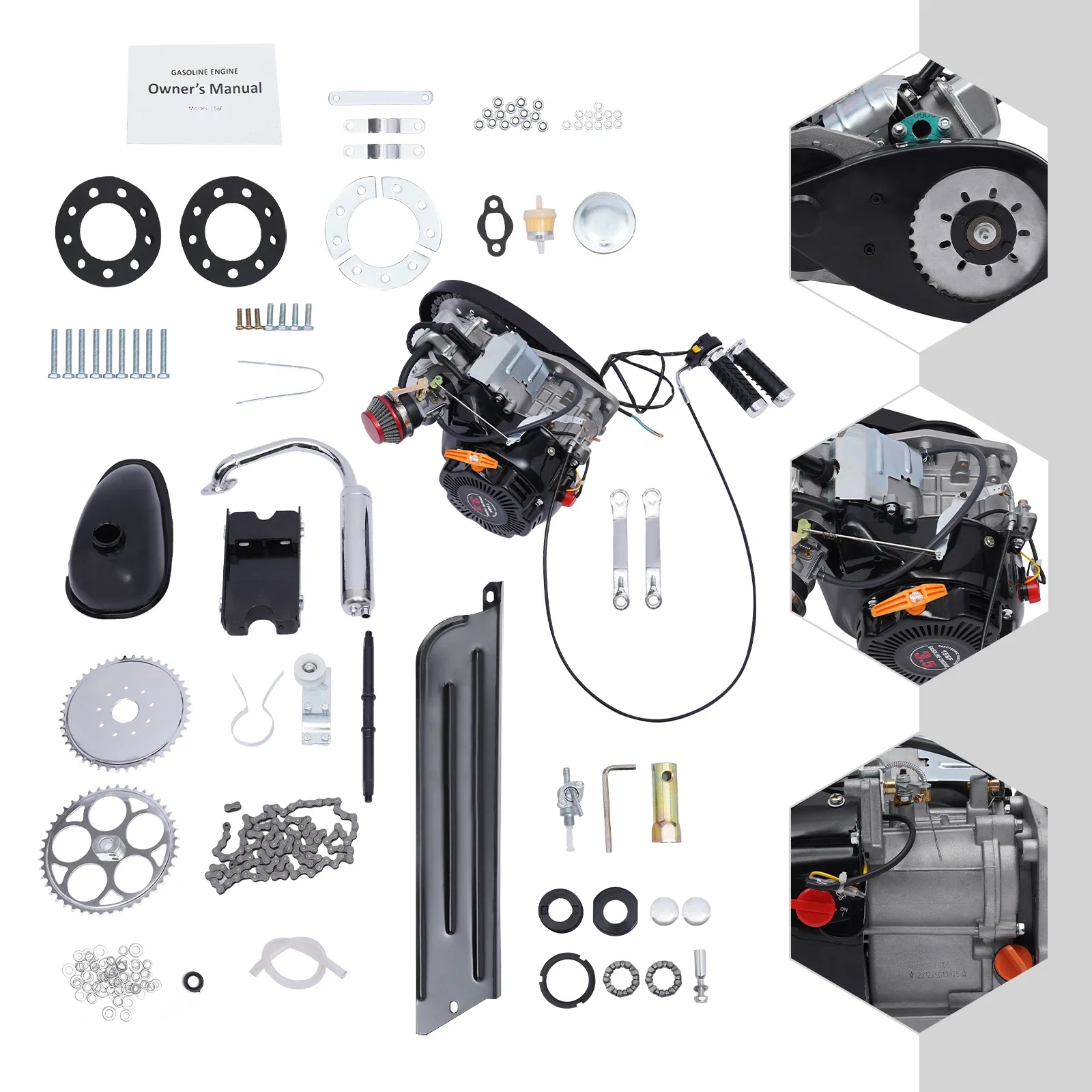 Motorized Air Cooling Engine Scooter Single Cylinder Gas Motor 100CC Bicycle Engine Kit 4 Stroke