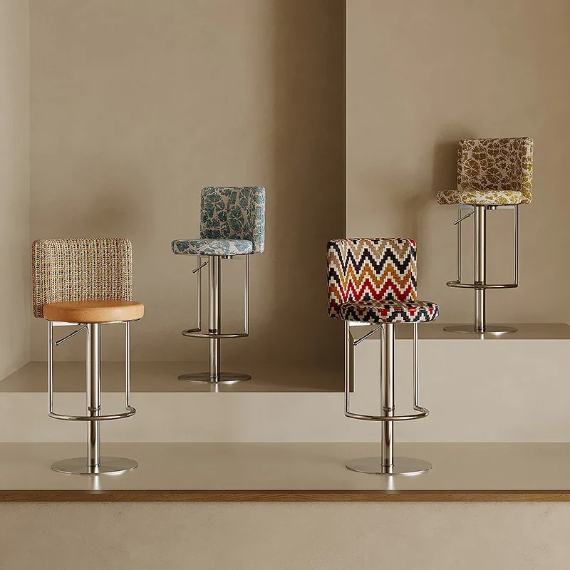 Modern Minimalist Bar Stools Nordic Luxury Designer Height Soft Aesthetic Barstools Comfortable Accent Cadeira Salon Furniture