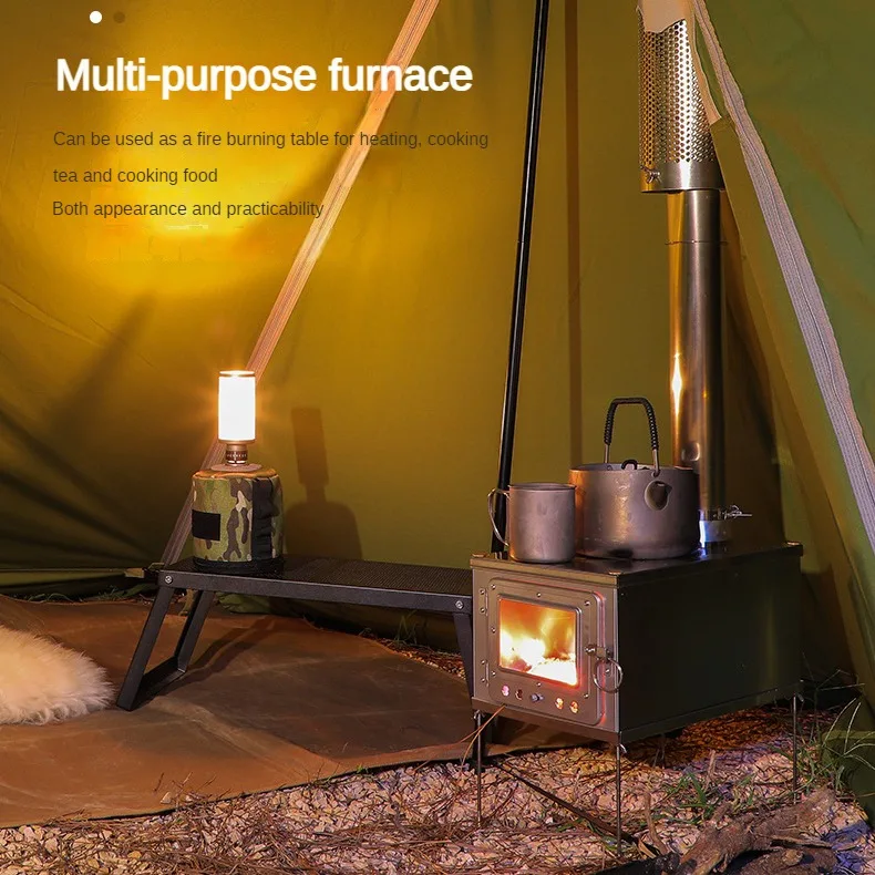 Outdoor Camping Folding Firewood Stove Portable Lightweight Card Type Heating Picnic Stove Square Corrosion Resistant Tools