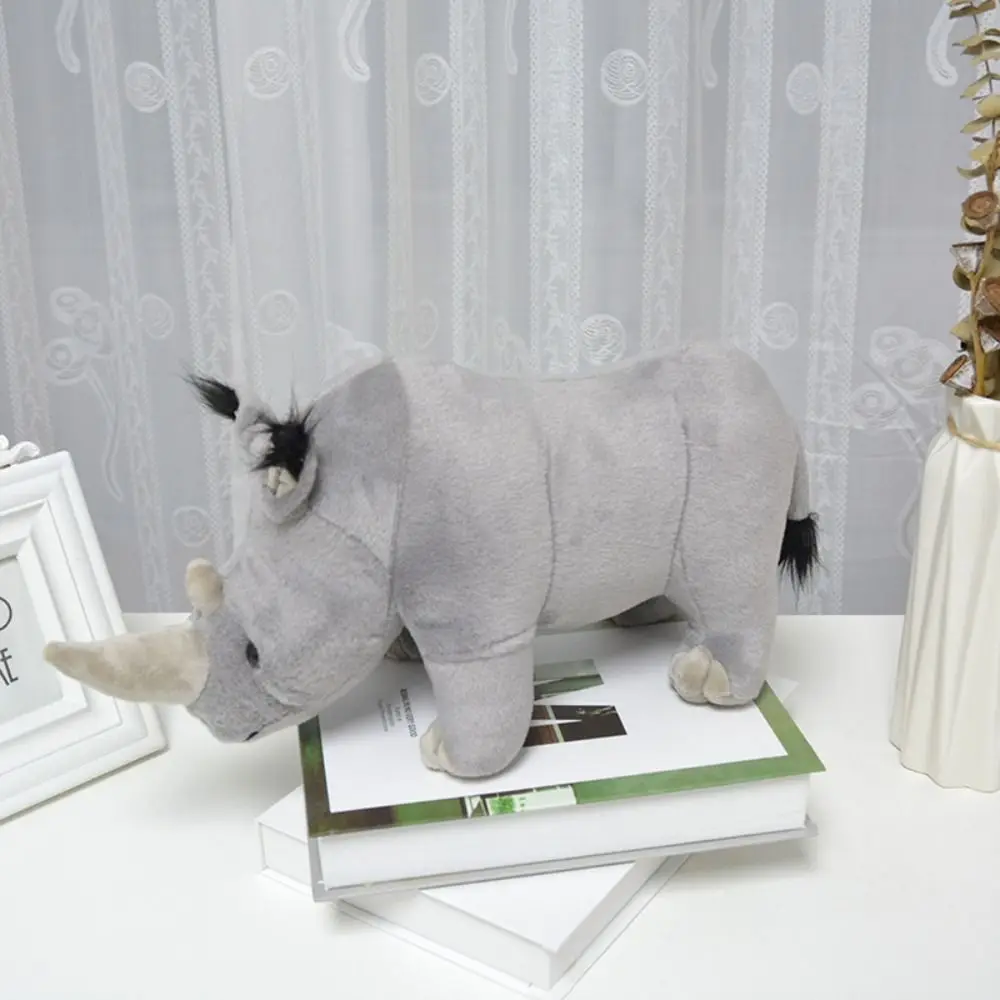 Wild Animals Rhinoceros Plush Toy Stuffed Animals Realistic African Rhinos Doll Standing Soft Pillow Stuffed Rhinoceros Doll