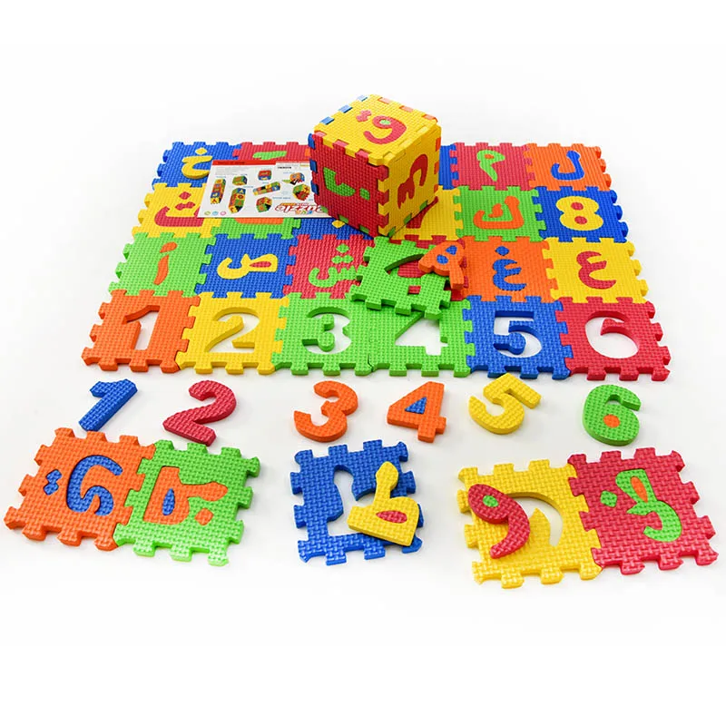 HOT 36 Pcs Children Mini EVA Foam Arab Alphabet Letters Numbers Floor Soft Baby Mat 3D Puzzle Kids Educational Toys