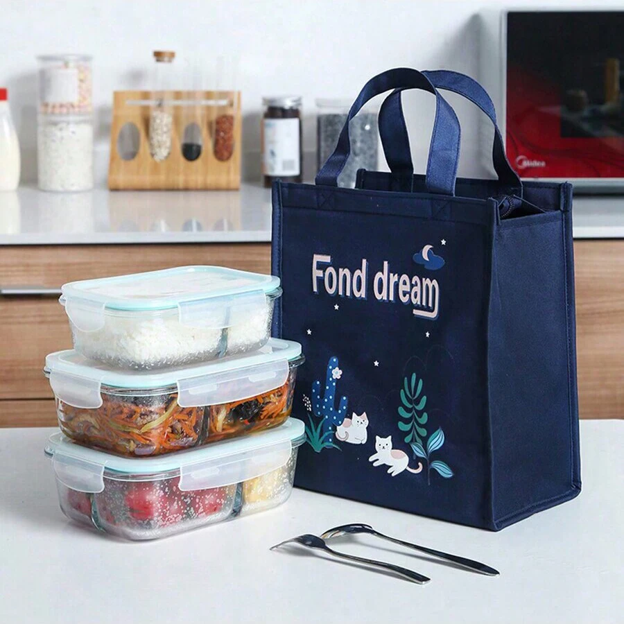 

Lunch box bag, canvas hand-held lunch box, hand-held insulated bag, lunch box bag for bringing meals to work