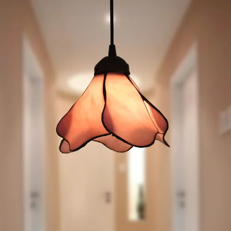 TechHPTiffany Lotus Pendant Lamp Ceiling Light Fixture Vintage Mediterranean Restaurant Hanging Lamps