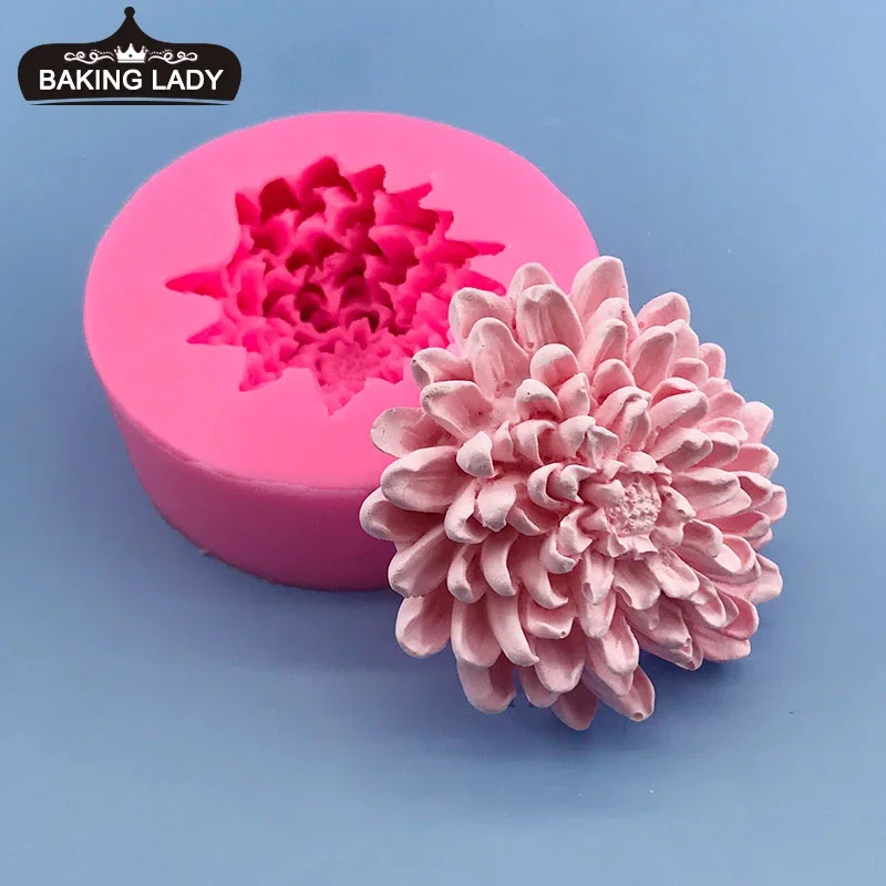 

MNYB New chrysanthemum silicone mold flower shape fondant cake mold baking silicone mold aromatherapy candle plaster diy