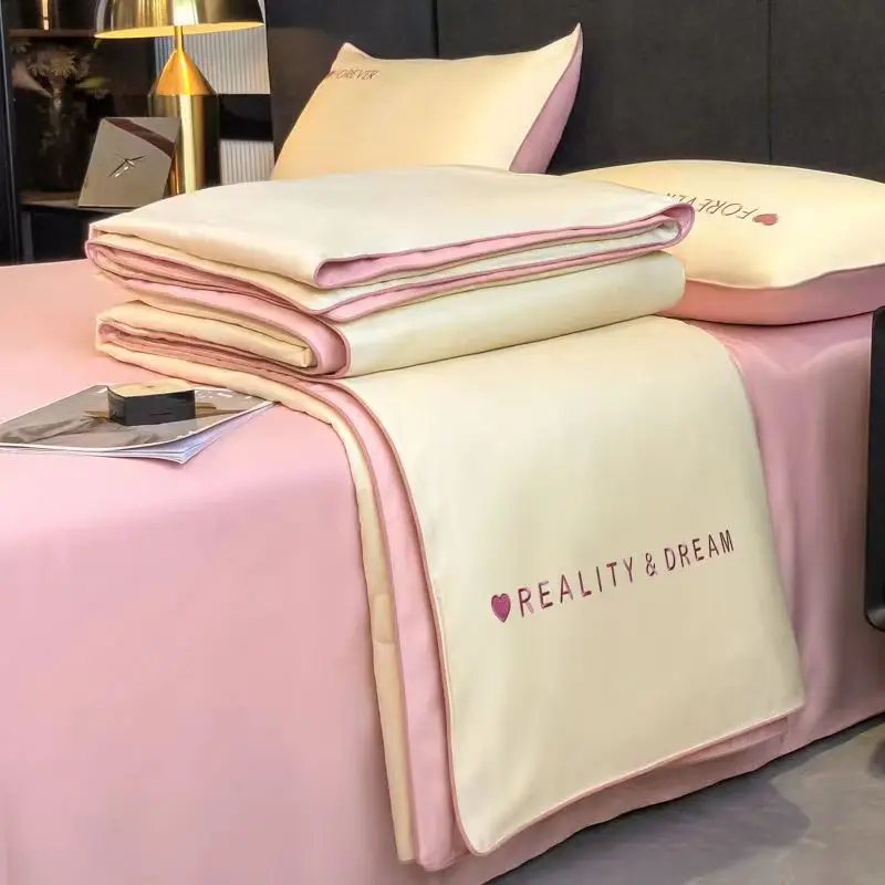 

Silky Healthy Duvet Cover Set Flat Sheet Bed Linen Pillowcase Air Conditioner Bed Cover For Home Bed Set 4pcs