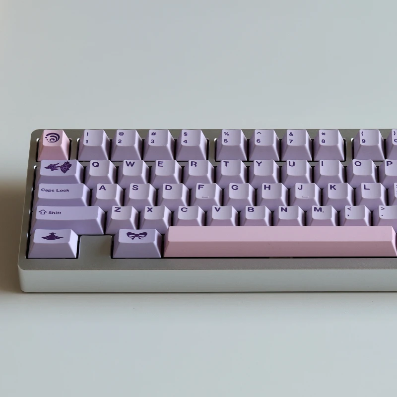 MOMOKA Sangonomiya Kokomi Theme Keycap Set Purple Cherry PBT Dy-sublimation Keycaps Mechanical Keyboard Accessories Gamer Gifts