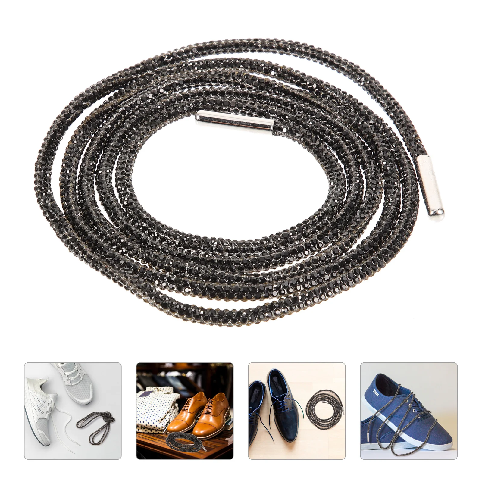 

Round Glitter Shoe Rope Durable Replacement For Sneakers Sweatpants Diy Rhinestone Rope Decorative Shoelace Shiny