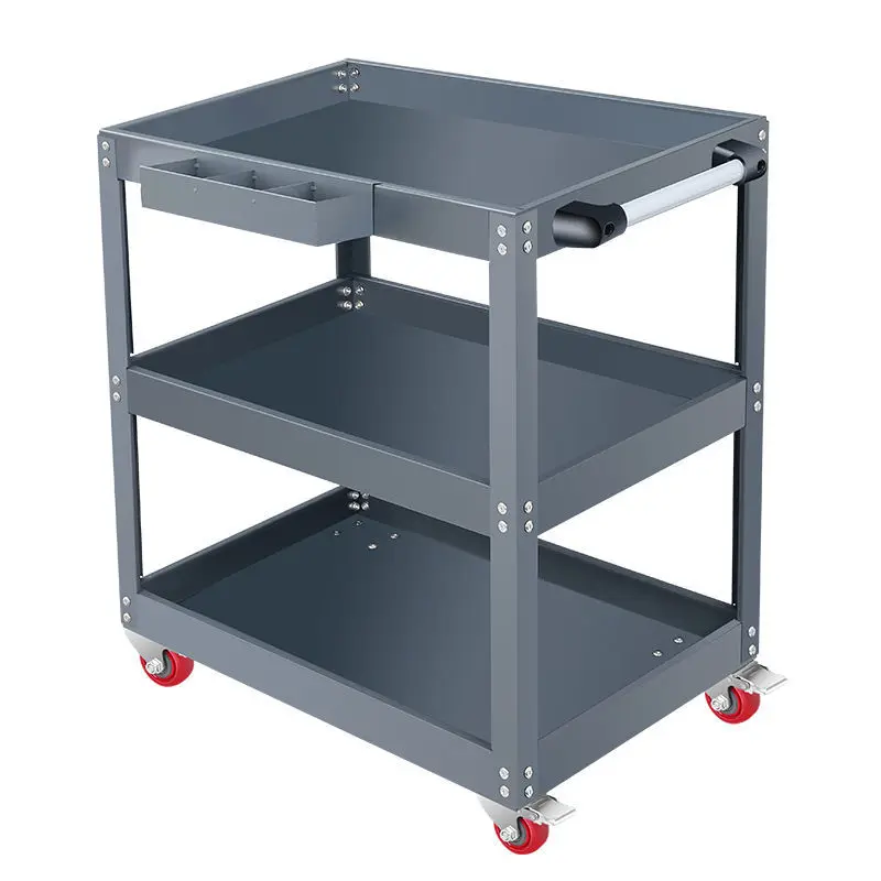 

Auto repair and maintenance tool cart box three layers trolley multi-functional parts car