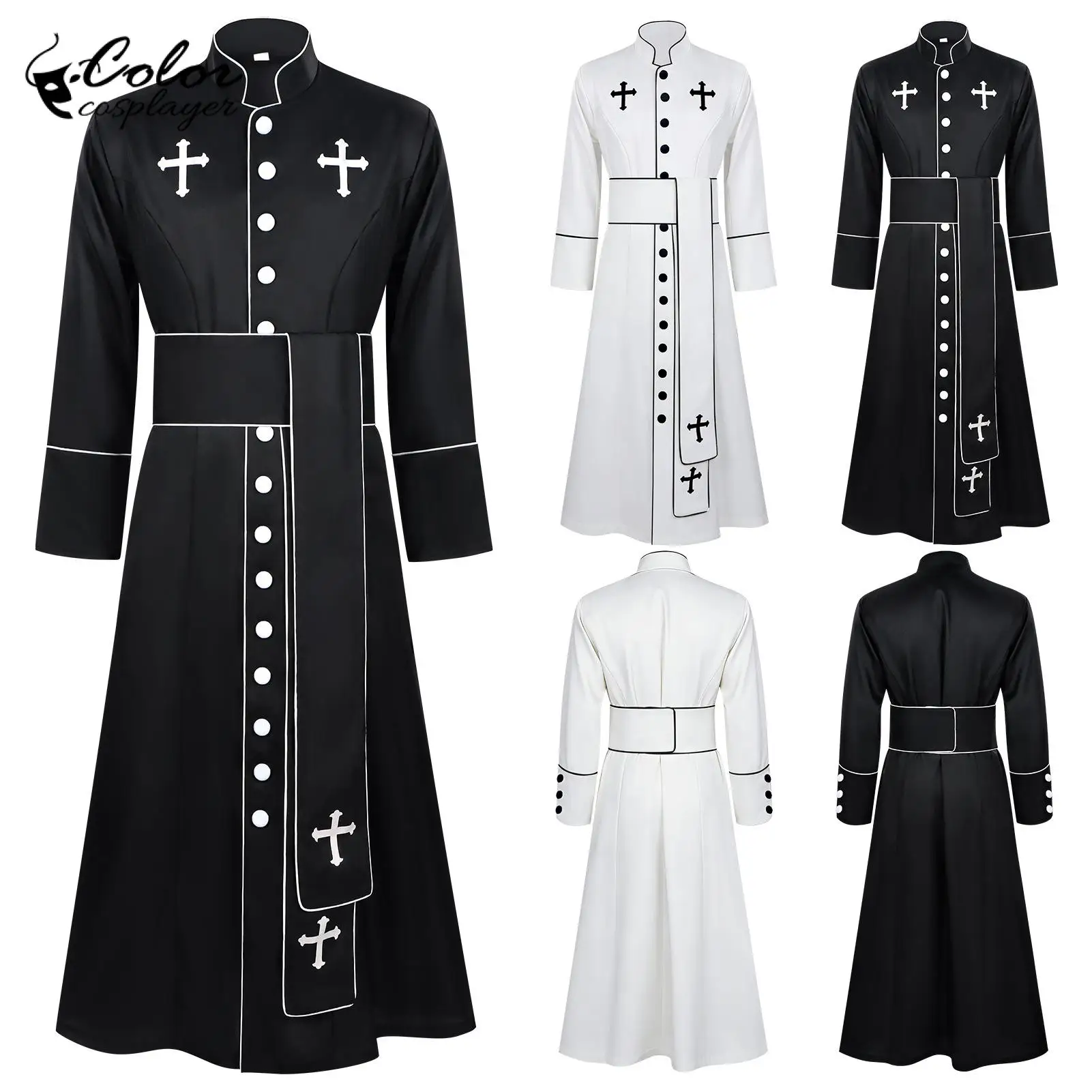 

Color Cosplayer Medieval Monk Long Jacket Wizard Priest Cosplay Costume Women Priesthood Robe Carnival Stage Performance Suit