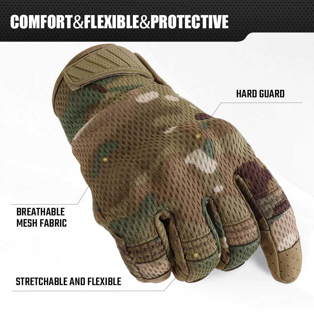 Camo Touchscreen Tactische Handschoenen Outdoor Jagen Schieten Sport Cycling Combat Airsoft Hiking Camping Bike Antislip Uitrusting