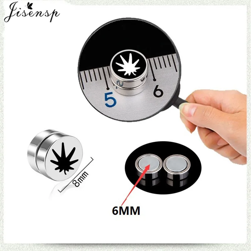 Gothic Punk Mens Strong Magnet Magnetic Earrings Stainless Steel Non Piercing Ear Studs Fake Earring for Boyfriend Lover Jewelry