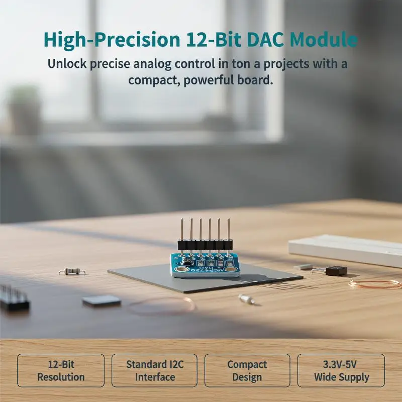 MCP4725 DAC Breakout Module 12 Bit Digital To Analog Converter I2C Communication For DIY Electronic Projects