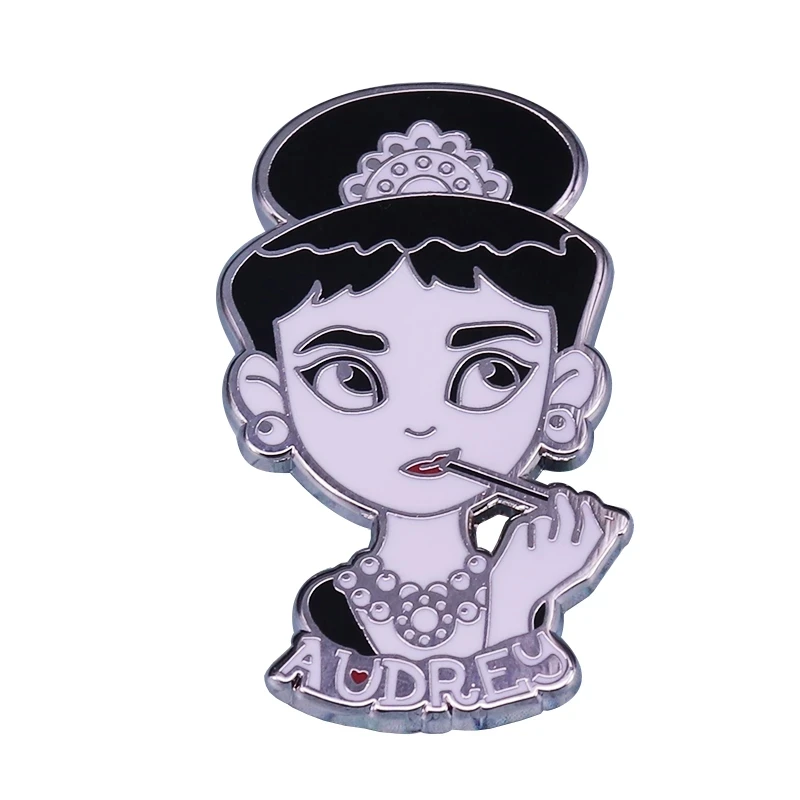 Great Moive Star Audrey Hepburn Enamel Pin Lapel Pin for Clothes Brooches on Backpack Briefcase Badge Jewelry Decoration Gifts