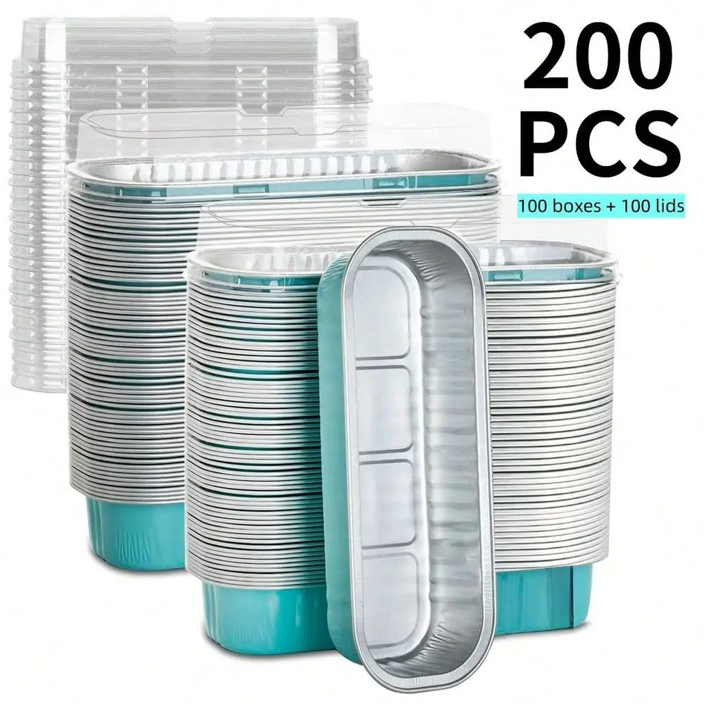 Mini Aluminum Foil Loaf Pans With Lids100 Pans100 Lids6.8oz Rectangular Baking Containers, Disposable Mini Cake Pans Muffin Lin
