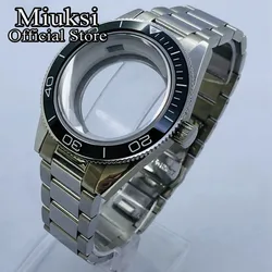 Miuksi 41mm silver watch case sapphire glass ceramic bezel fit NH35 NH36 ETA2824 2836 Miyota8215 DG2813 3804 PT5000 movement