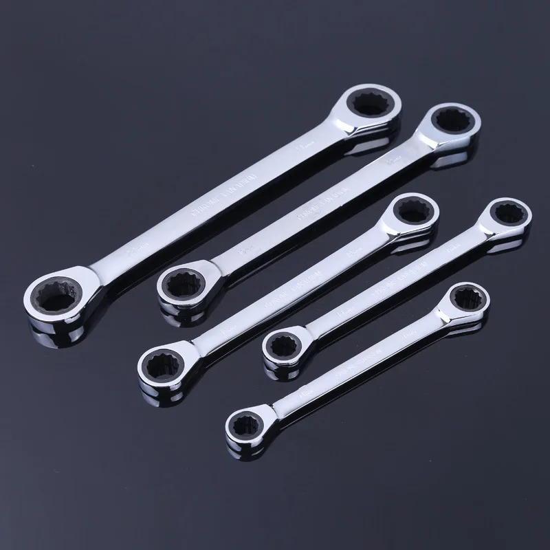 1pcs 8-27mm Chrome Vanadium Ring Double Head Ratchet Wrench Reversible Ratchet Combination Spanner Set