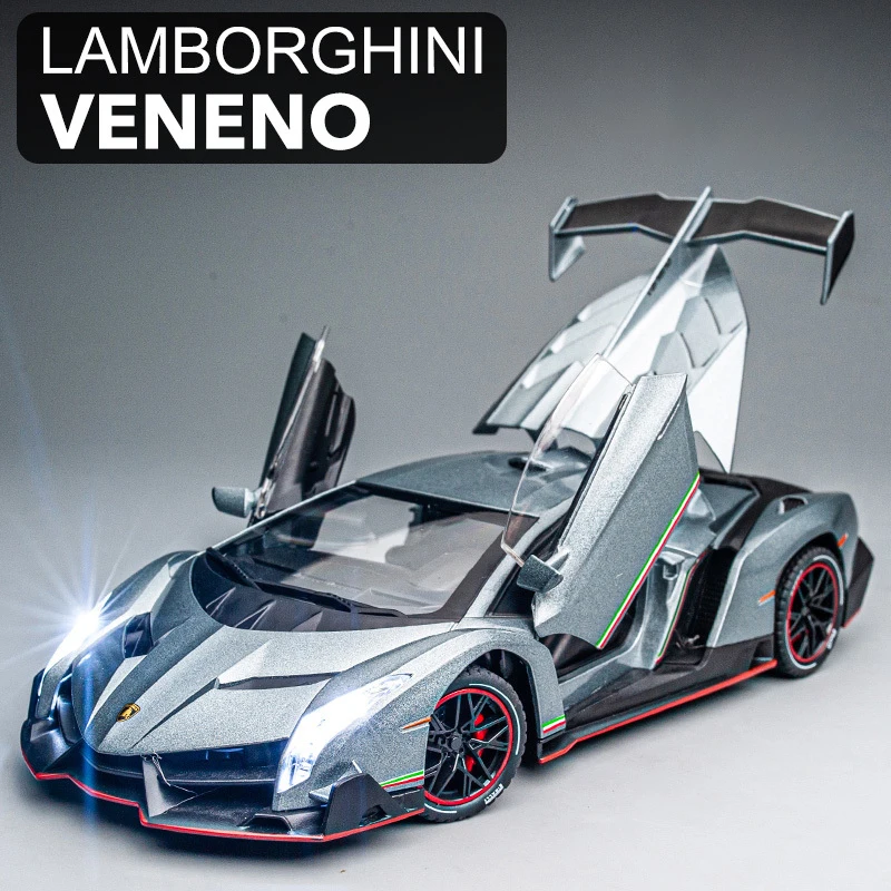 1:24 Lamborghinis Veneno Supercar Alloy Cast Toy Car Model Sound and Light Children\'s Toy Collectibles Birthday gift